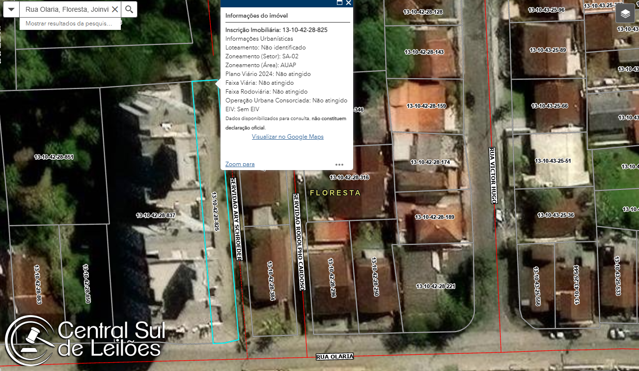 Terreno com área de 924,00m², no bairro Floresta, no Município de Joinville/SC