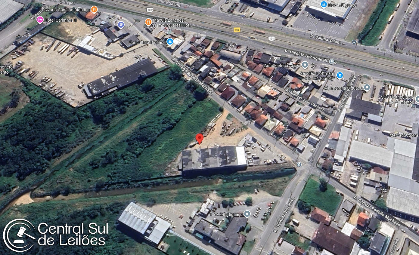 Terreno com área total de 7.000,00m², com dois galpões com a área de 1.540,20m², na área industrial, em biguaçu/sc